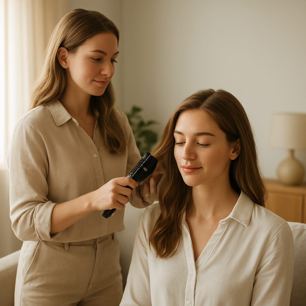 A satisfied client after a beauty service